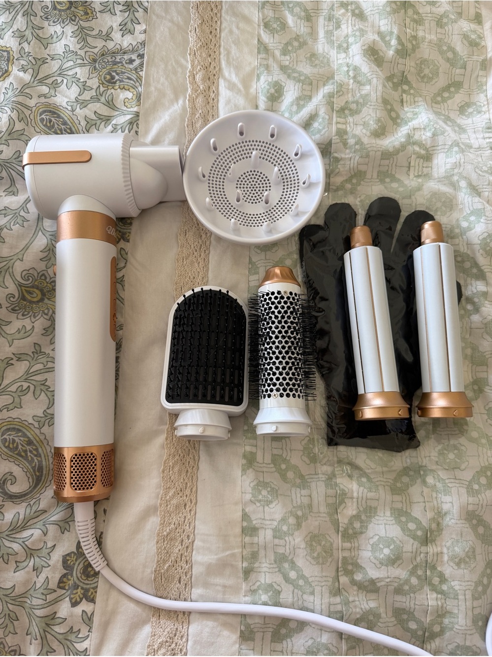 White and Gold Multi-Function Hair dryer and air Styling Set